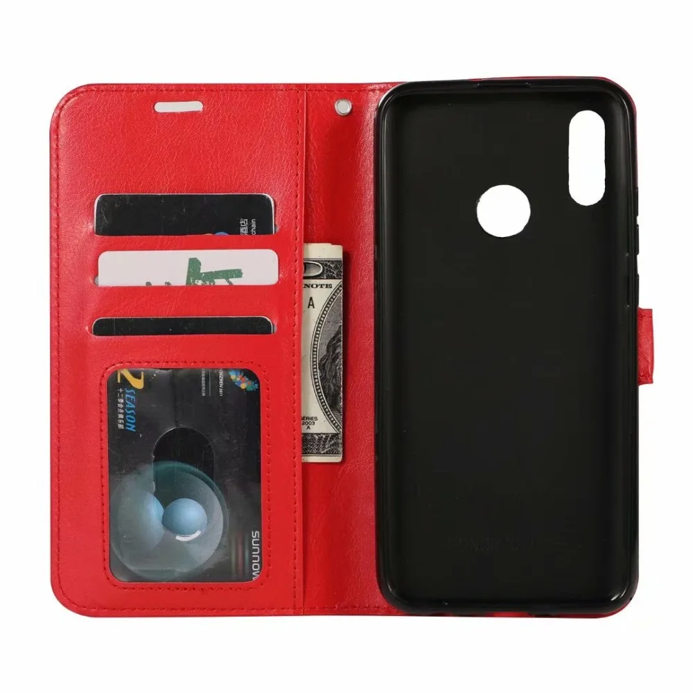 10pcs/lot Soft TPU + PU Leather Crazy Horse Wallet Case For huawei Y6 2019 Y7 Enjoy 9 Y9 PLUS | Мобильные телефоны и