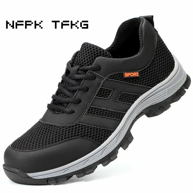 

mens large size breathable steel toe caps work safety shoes building site anti-pierce platform tooling security boots protective