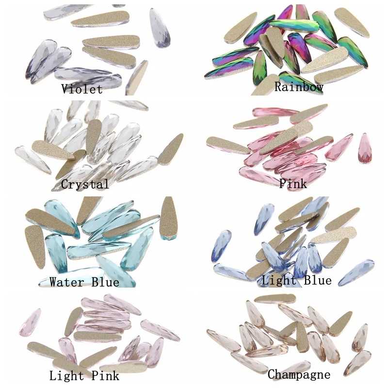 5 шт много цветов длинные капли воды Flatback Стеклянные стразы для украшения ногтей