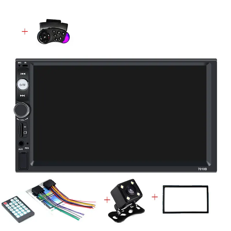 frame-remote-4led Автомагнитола HD " сенсорный экран Авторадио 2 din Кассетный рекордер автомобильный аудио Bluetooth Камера заднего вида MP5 Зеркало Ссылка плеер 7010B - Цвет: frame-remote-4led