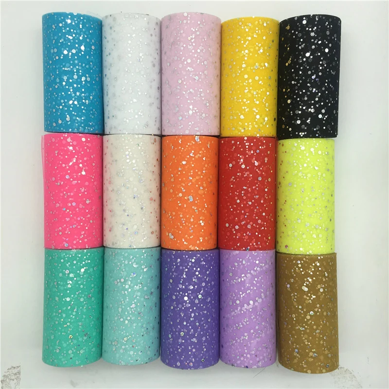 

Glitter Organza Tulle Roll 13cm 25 Yards Organza Sheer Gauze Element for Wedding New Year Decorations Birthday Party Supplies