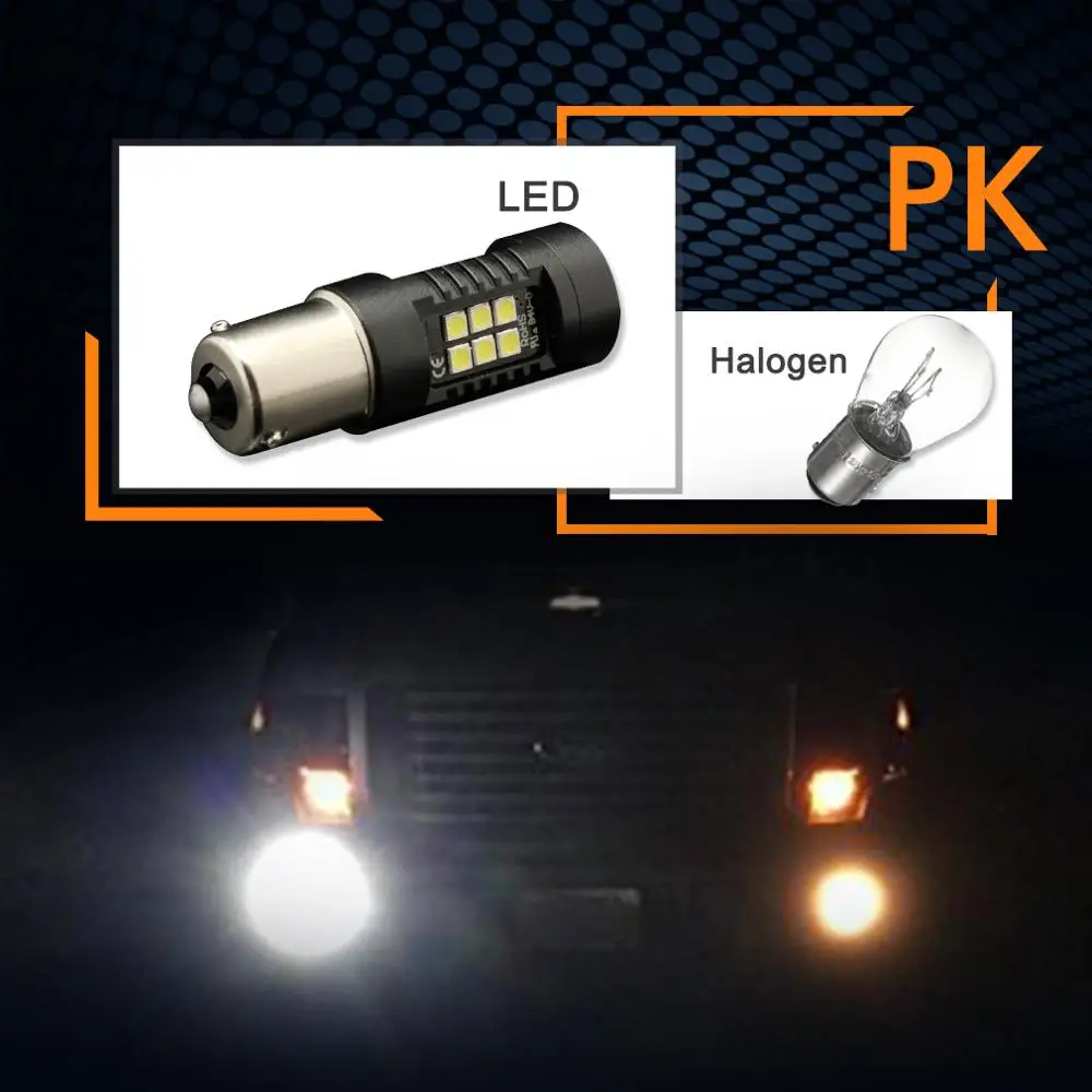 Светодиодный фонарь PY21W 2 шт. 1156 BAU15S 21SMD для автомобильных стоп сигналов заднего