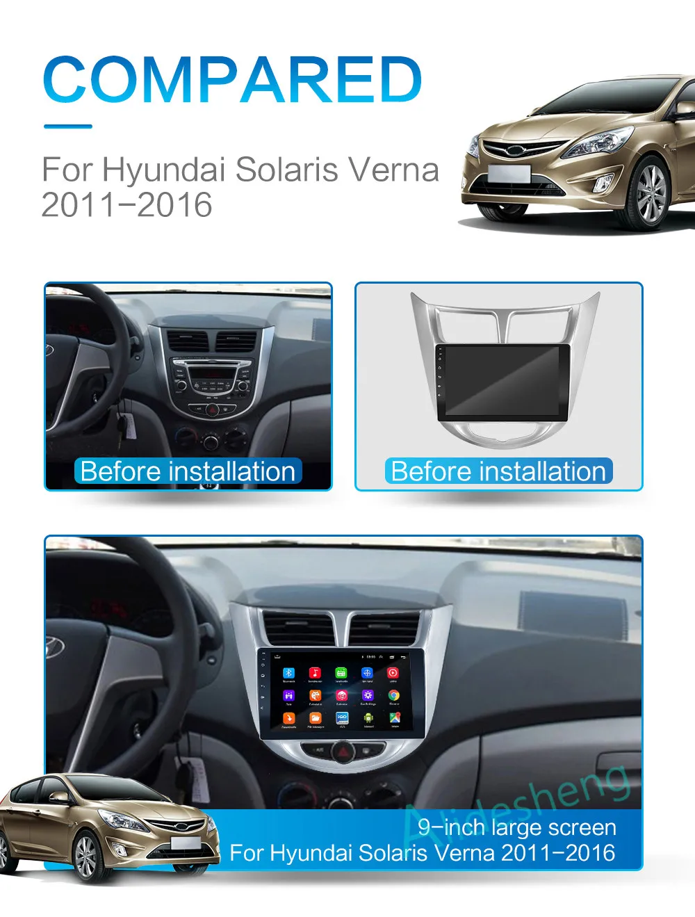 2G+ 32G 2.5D 2Din Android 8,1 GO Автомобильный мультимедийный плеер gps для hyundai Solaris Verna Accent 2011 2012 2013 WiFi BT
