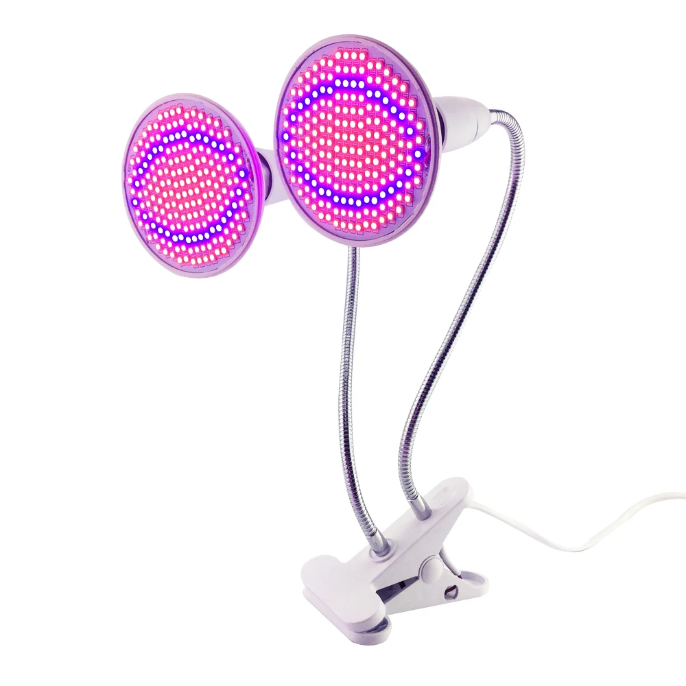 E27 полный спектр светодиодный Grow Light двойной головкой гибкий зажим свет 12 Вт лампа