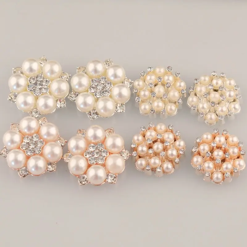 Плоской задней цинкового сплава Пуговицы декоративный цветок Жемчуг Металл со