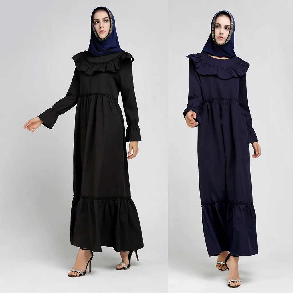 CHAMSGEND Muslim Womens Dress Elegant Ladies Temperament Loose Robes Girls Plus Size Long Sleeve Party Summer Home Dresses L0411 |