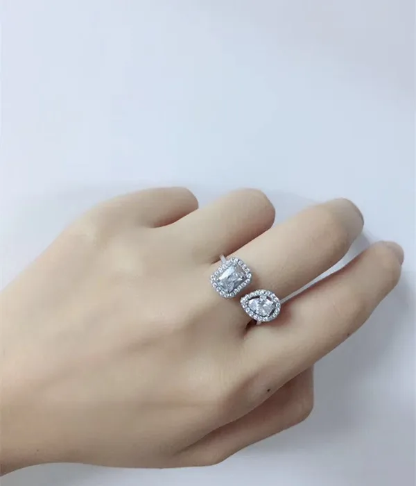 Модные дизайнерские 925 пробы Серебряные ювелирные изделия 3A кубического циркония вечерние Регулируемый кольцо