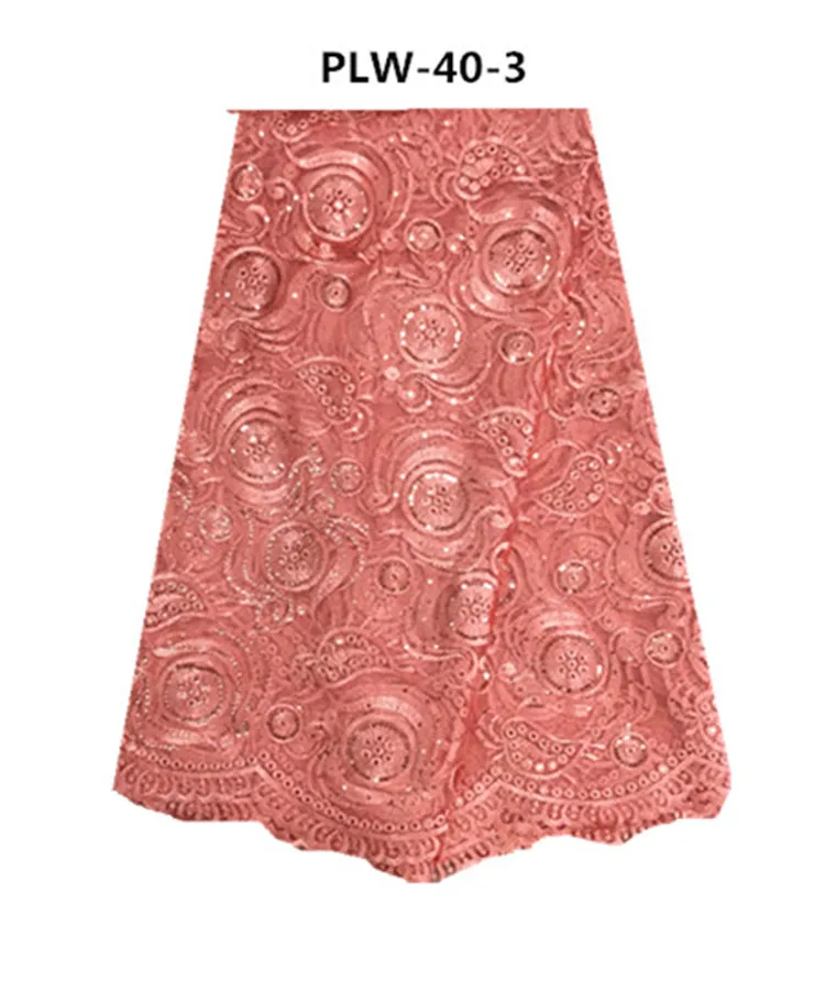 

Beautiful good quality sequins African french Tulle lace fabric for party &wedding PLW-40