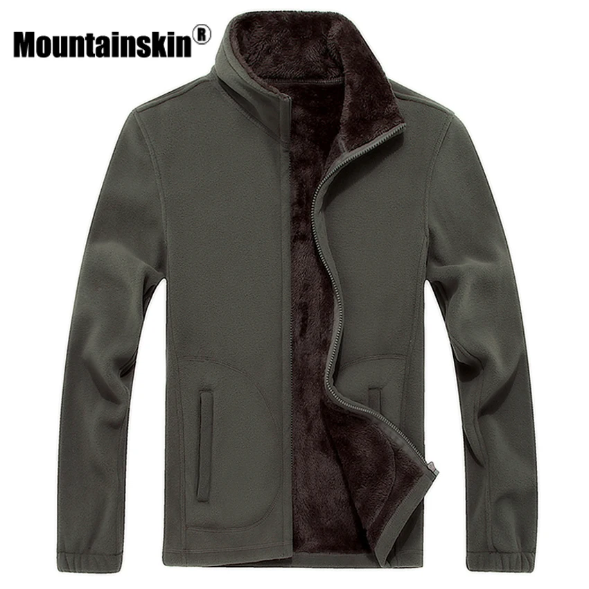 Мужская теплая флисовая куртка Mountainskin повседневная однотонная утепленная из