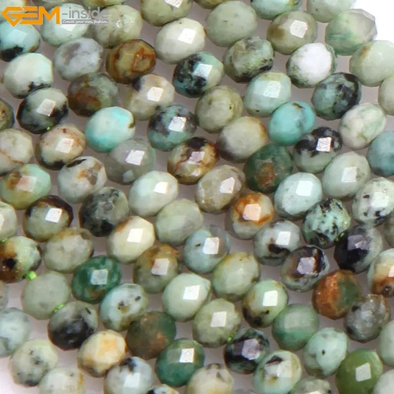 Gem-inside Natural AAA Grade Faceted Africa Turquoise Stone Beads Rondelle Spacer For Jewelry Making DIY 15&quot Christmas | Украшения и
