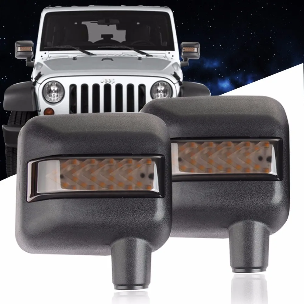 2pcs LED Side Mirror Housing Lights For Jeep Wrangler JK 2007-2018 Offroad Rearview Cover DRL Turn Signal | Автомобили и