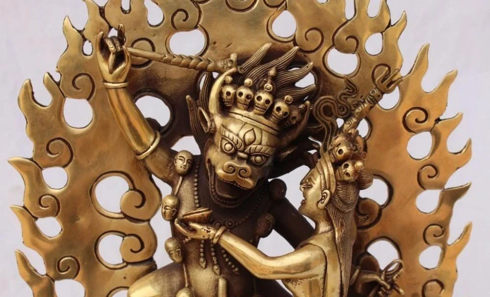 Изысканный китайский Тибета буддизм бронза Ямантака Будда Бог защитник