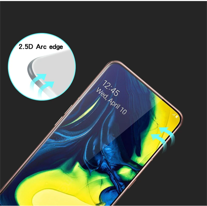 2 piezas de vidrio para Samsung Galaxy A80, Protector de pantalla, pel&iacute;cula de pegamento completo para Samsung Galaxy A80 A90, pel&iacute;cula de vidrio para Samsung A80-1