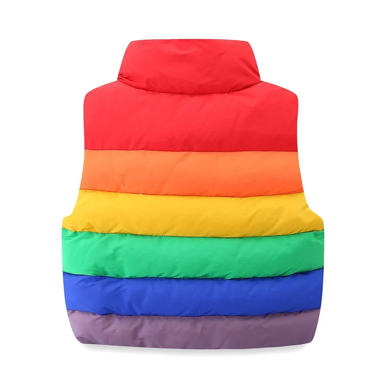 Mudkingdom Little Kids Rainbow Vest Stripe Pattern Polyester Collar with Buttons 3-7T