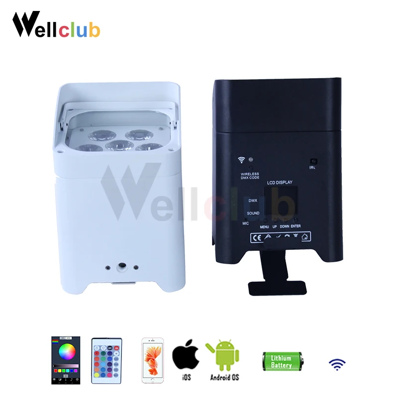 1 шт. 6X18W RGBWA УФ 6 в WIFI аккумуляторная батарея uplight беспроводной dmx вечерние DJ