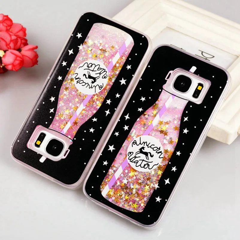 WhaY Quicksand чехол для samsung Galaxy S7 силиконовый бутылки Жидкий блеск задняя крышка