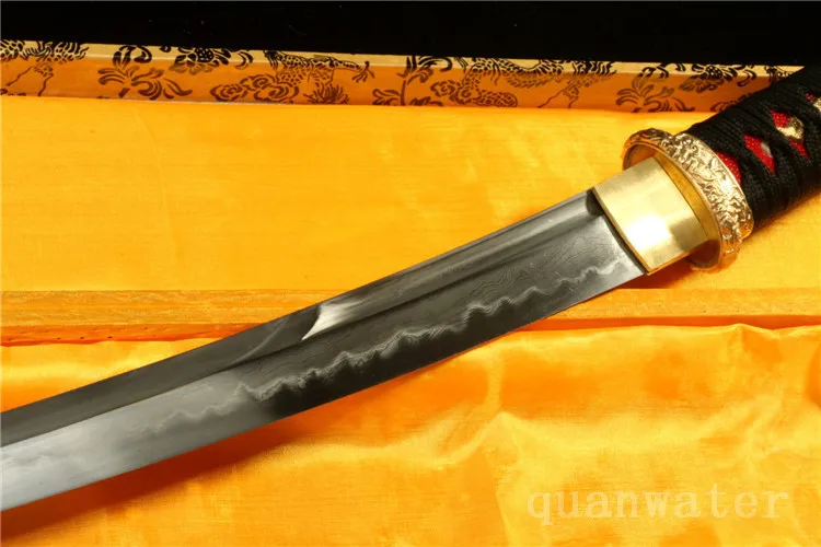 21' Дамасская сложенная стальная ГЛИНА ЗАКАЛЕННОЕ EUNOKUBI-ZUKUR японский короткий самурайский меч Танто