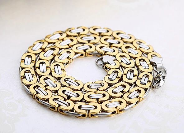 Золотой ювелирный набор из нержавеющей стали 8 мм широкая плоская Византийская