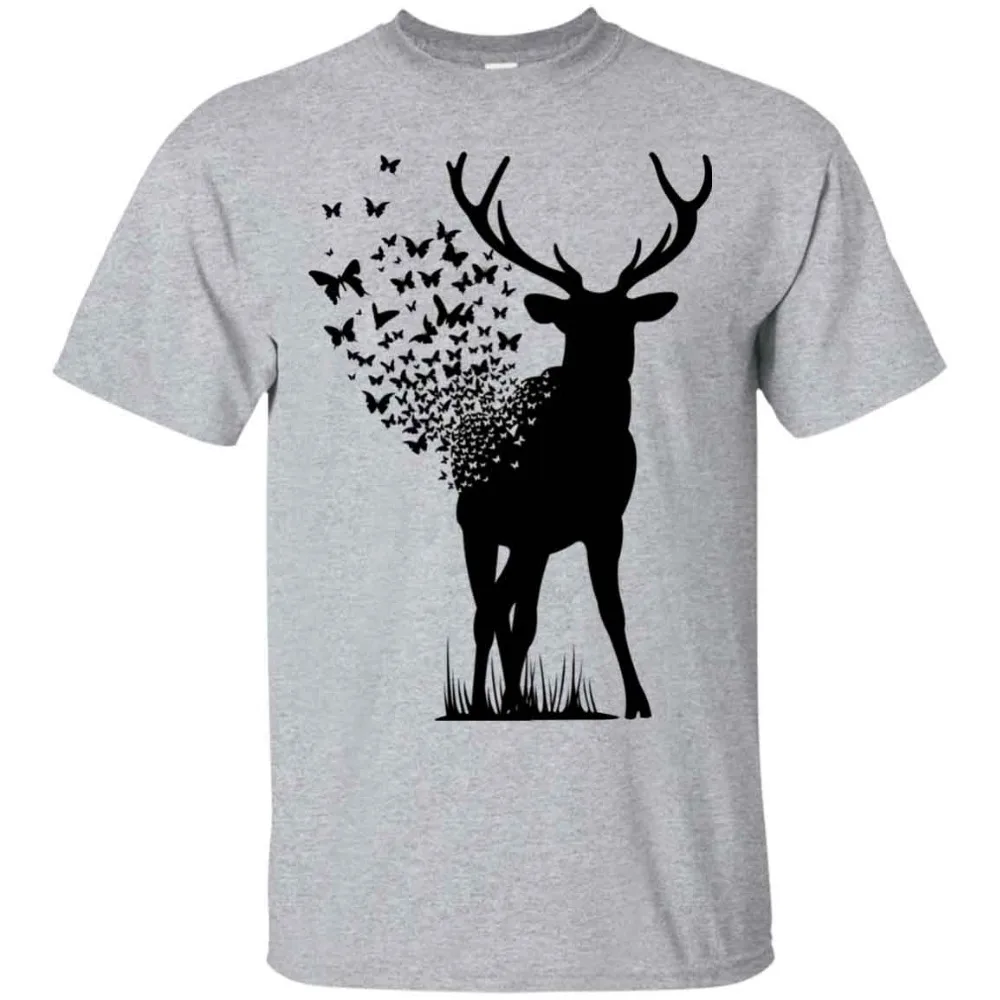 

Butterfly Deer T-Shirt, Nature Art Shirt, Deer Lovers Gift New Fashion Men'S Short Sleeve Novelty Cool Tops Men T Shirts