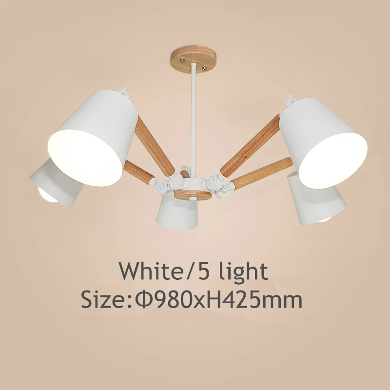 White 5 light TRAZOS Macaron светодиодный люстры для гостиной, спальни, детской комнаты, Деревянная люстра, канделябро, комнатная Подвесная лампа, светодиодный светильник - Цвет абажура: White 5 light