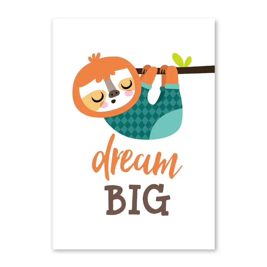 Happy Be Brave Dream большой мультяшный милый животные настенный художественный постер Картина модульная Картина Современный домашний декор для детской комнаты - Цвет: PR2345-D