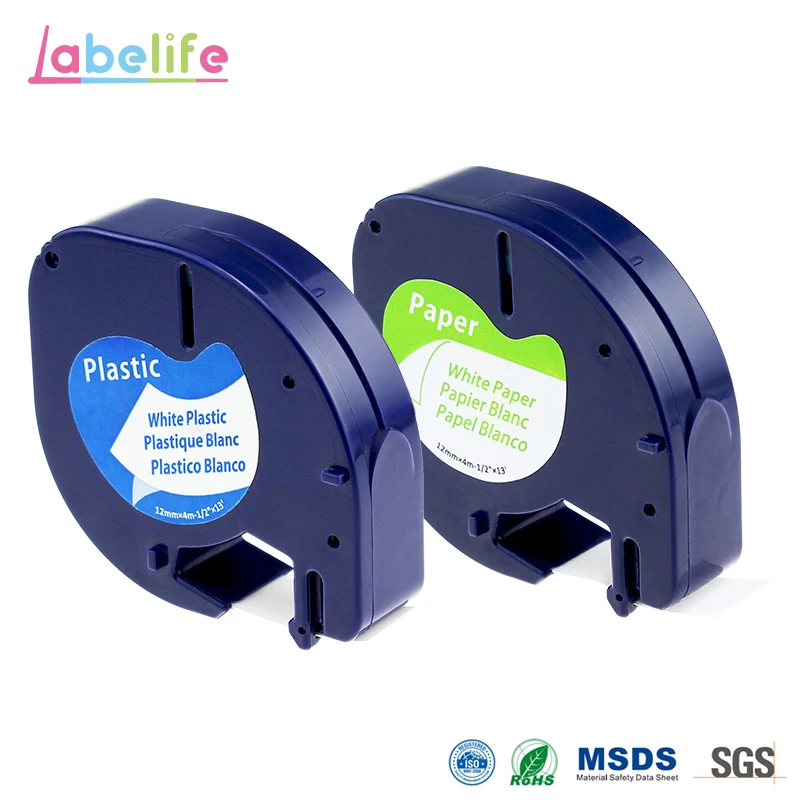 Labelife 2 упаковки 12 мм * 4 м комбинированная лента DYMO LetraTag 91200 91201 Совместимость с