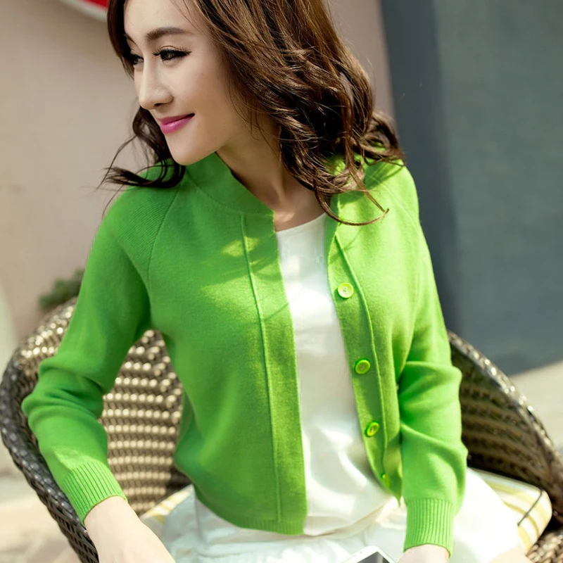 

Spring and Autumn Sweater Female Cardigan Short Design Slim Sweater Coat Solid Color Long-sleeve Sweater Female Thickening