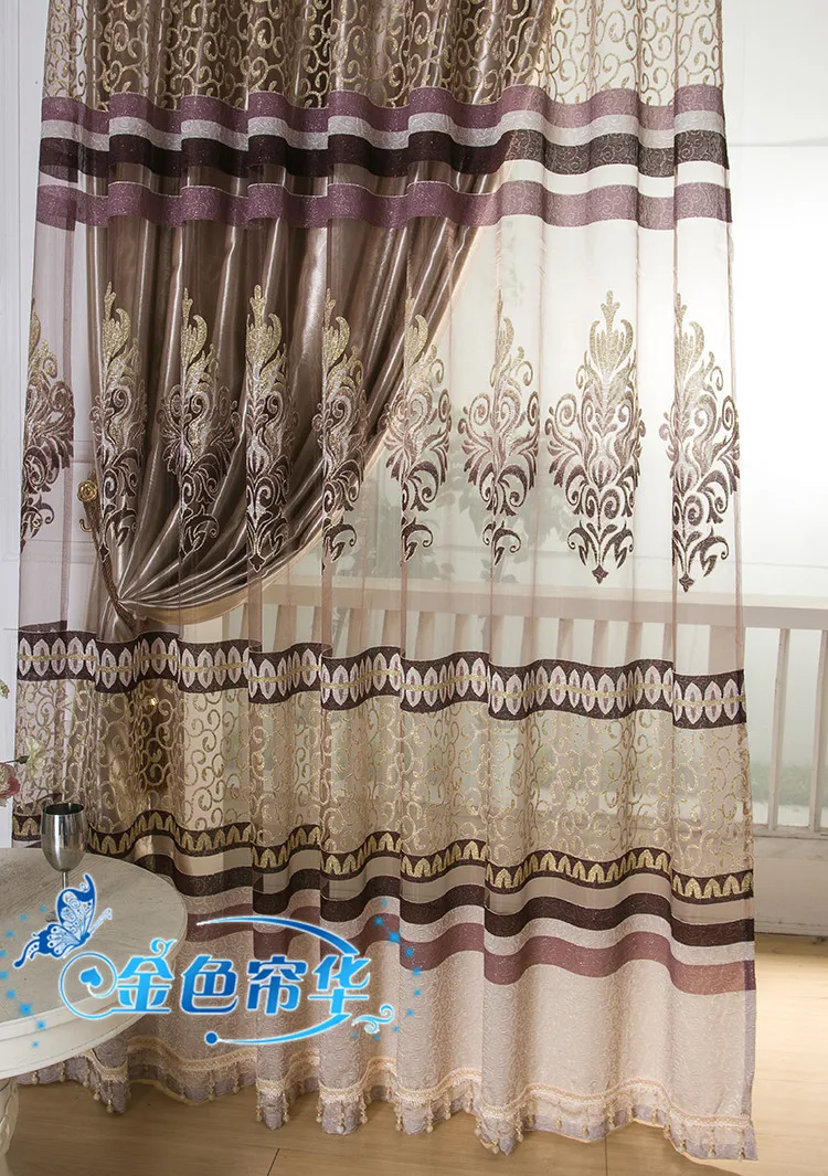 New arrival window screen curtain finished product luxury for living room embroidered tulle +blackout | Дом и сад