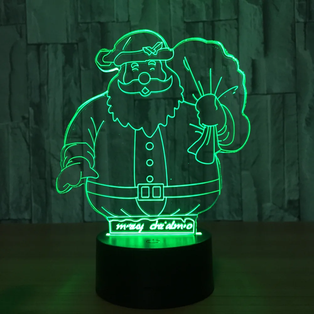 Санта светодиодные огни необычный креативный чтения Led Usb 3d лампа украшение 3D ночник Luminaria настольные лампы