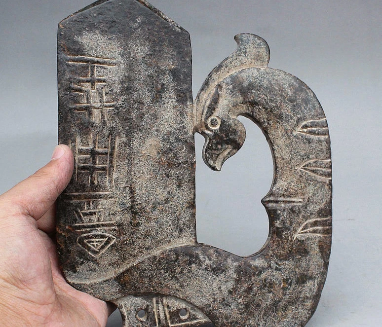 Antique Chinese LiangZhu Culture ritual services Stone Phoenix Statue Jade Gui | Дом и сад