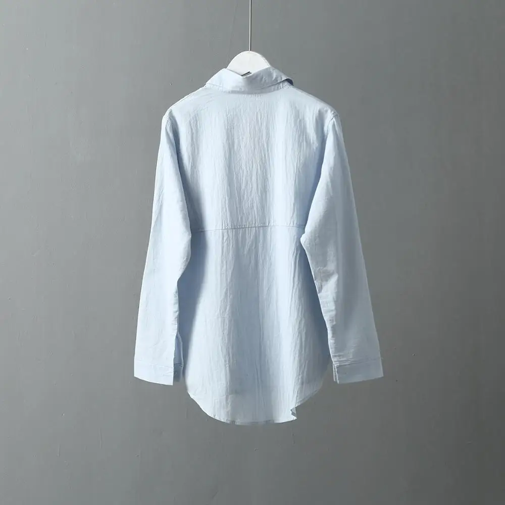 New Arrival Women Oversize Solid White Long Blouse Batwing Sleeve Pockets Patchwork Shirt Turn-Down Collar Casual Top T96709F |