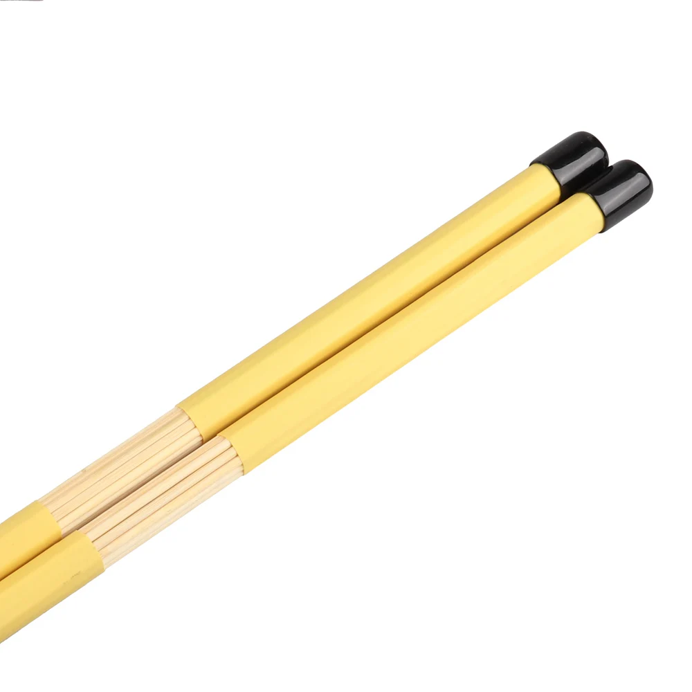 Yellow 1 пара 15," 40 см барабанные щетки палочки горячий стержень Джаз барабанные палочки бамбуковые желтые барабанные палочки резиновая ручка для ударных аксессуаров - Цвет: Yellow