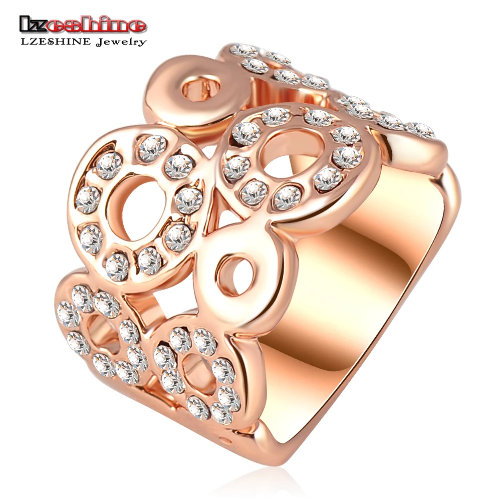 LZESHINE Заводская цена кольца розовое золото цвет Австрийский Кристалл SWA Элемент