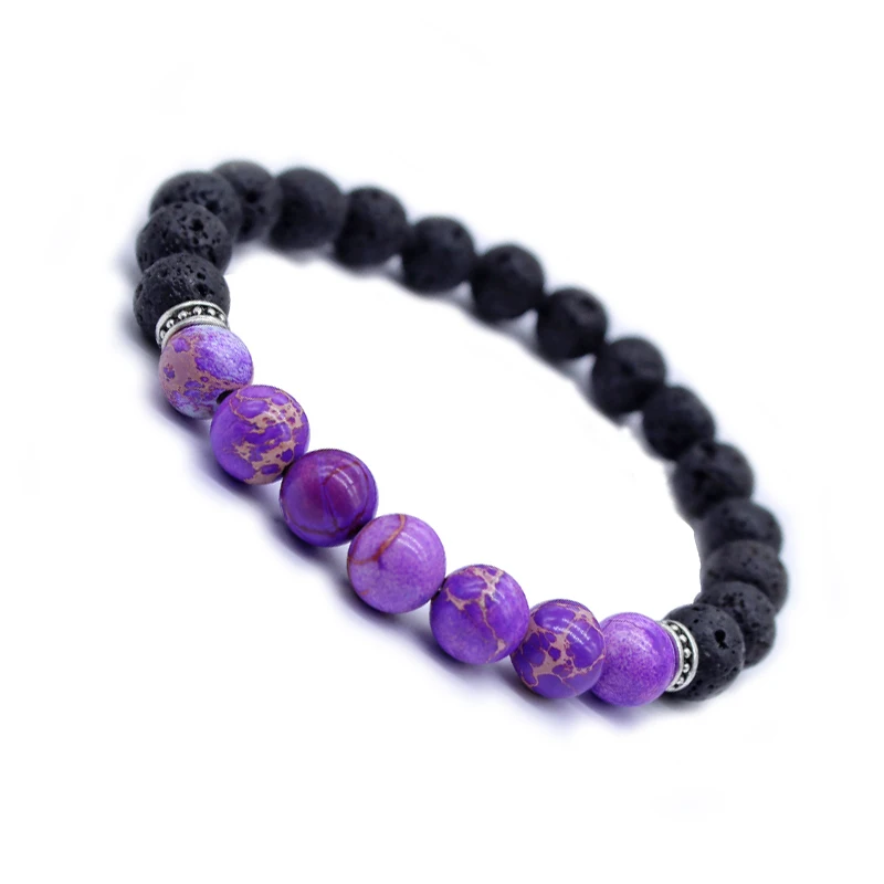 DIY Yoga Energy Healing Balance Chakra Bracelet Natural Stone Bead Buddha Bracelets For Women Purple Volcanic rocks | Украшения и