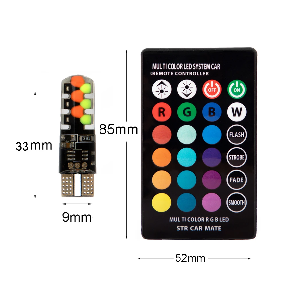 Светодиодсветодиодный лампа Vexverm T10 RGB W5W для освещения салона автомобиля 194 168 |