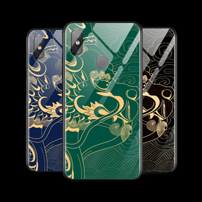 Чехол для Xiaomi Mi Max 3 с рисунком дракона закаленное стекло роскошный