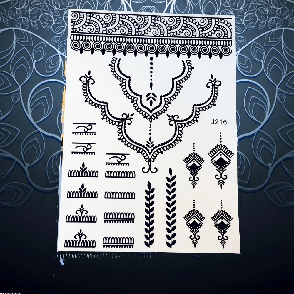 1 шт. черные чернила хна флэш тату ожерелье поддельные драгоценные камни Цветок