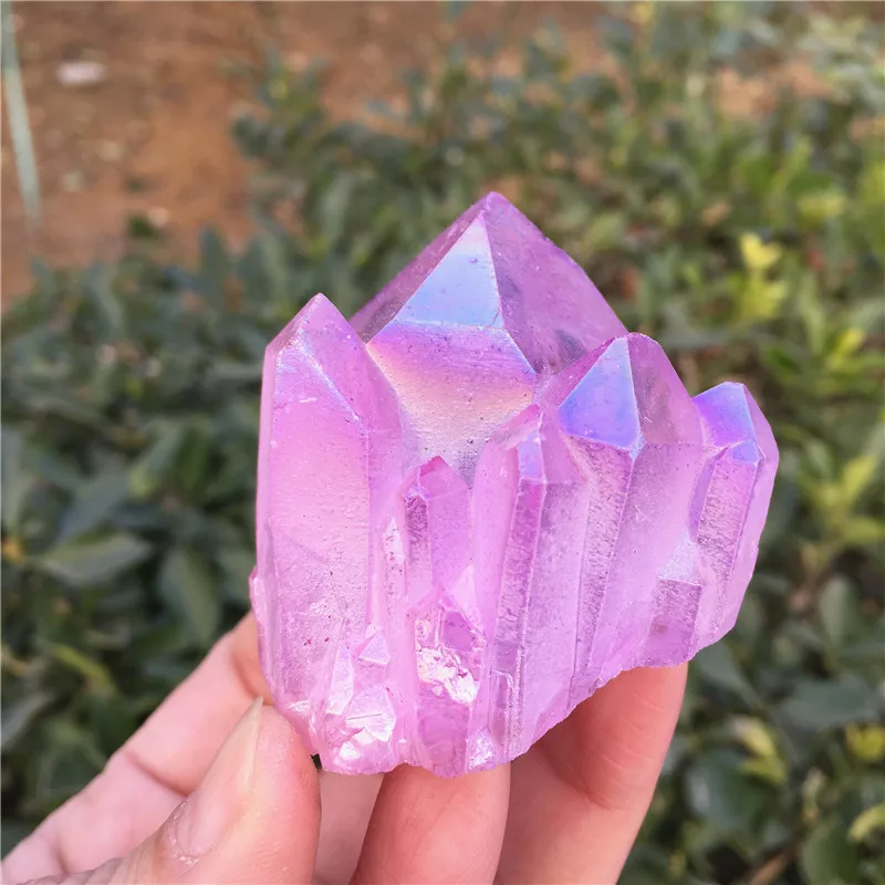 Натуральный аура кварцевый кристалл кластер Ангел Аура Druzy Geode образцы минералов