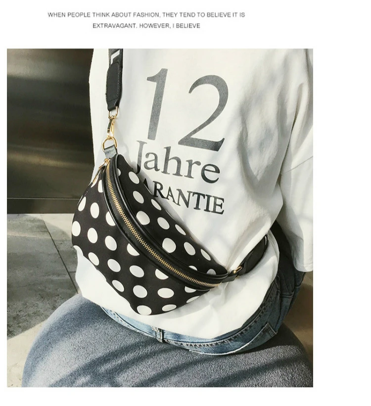 Лидер продаж двойной Применение сумка на поясном ремне Для женщин PU Fanny Pack, трендовые женские сумка с широким ремнем на плечо; милые туфли-лодочки в горошек сумка "Почтальон" на ремне сумка