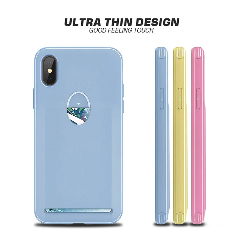 Мягкий чехол для iPhone X из ТПУ с карманом карт гелевые Чехлы ярких цветов задняя