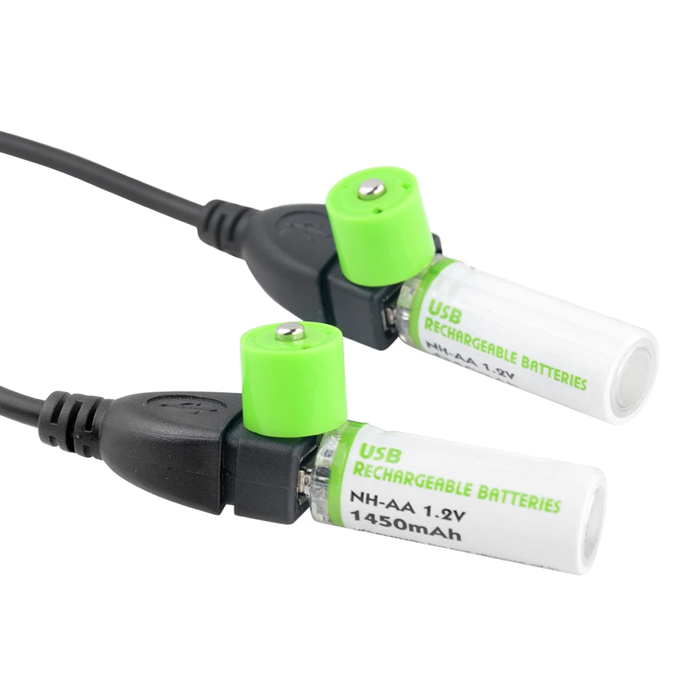 2 шт 1,2 V 1450mAh AA металл-гидридных или никель-металл-гидридный аккумуляторы 500mA зарядка через usb LR6 HR6 UM3 батареи с Usb кабелем для светодиодный фонарик Фонарь