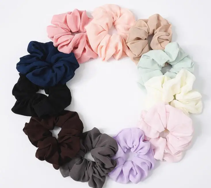 

5pcs/lot Woman Printed Solid Scrunchie Dot Hair Ties Boho Elastic Hair Band Women Striped Hair Accessory Ponytail Holder