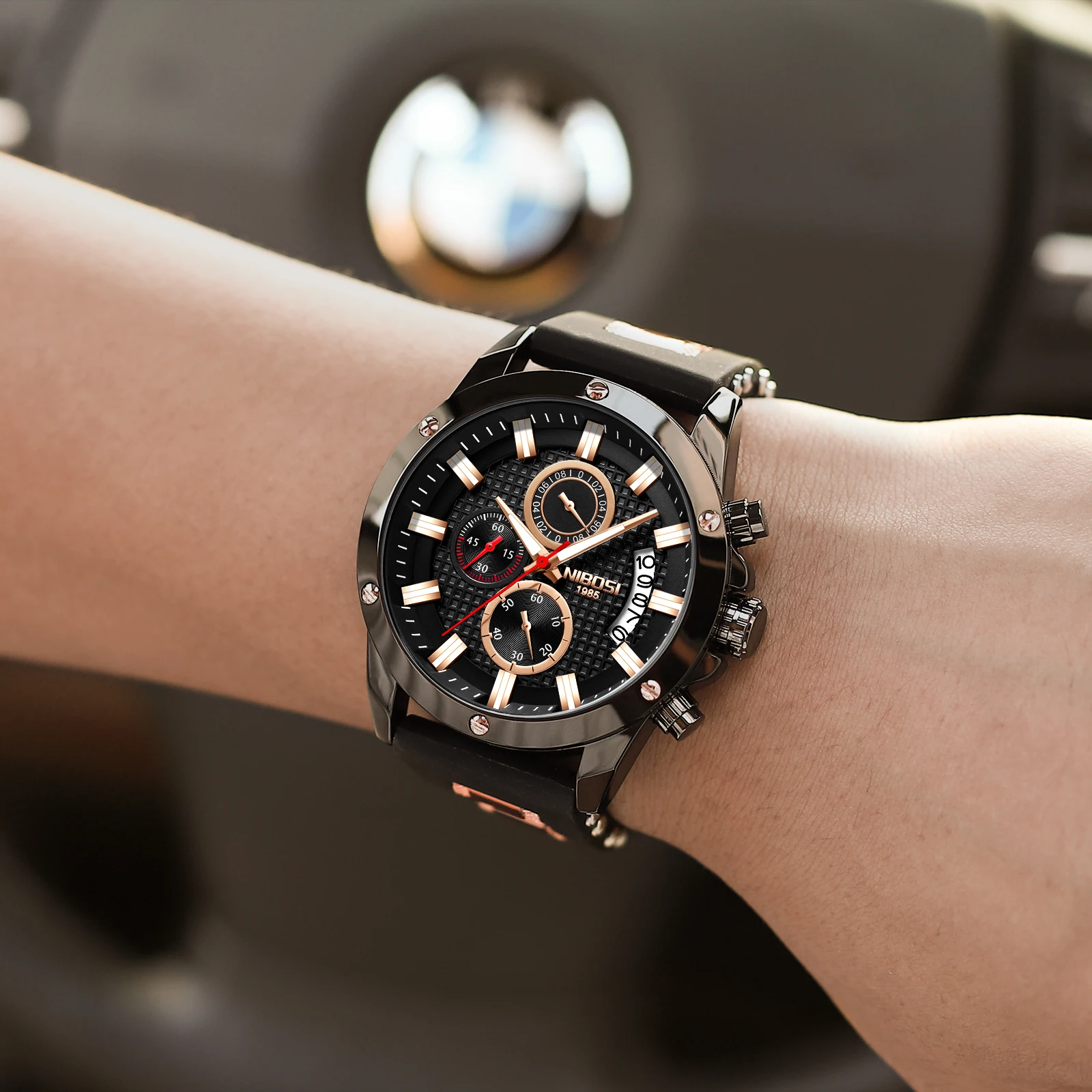 

NIBOSI Sport Mens Watches Top Brand Luxury Waterproof Male Clock Silicone Fashion Chronograph Quartz Men Watch Relogio Masculino