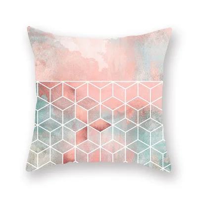 Nordic Style Geometric Marble Cushion Cover Colorful Graffiti Diamond Abstract Pillow Bull Head Flower For Home Chair | Дом и сад