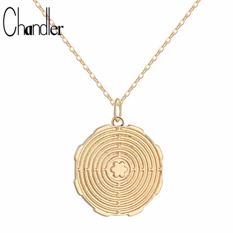 Chandler 1 шт. золотистая Серебристая Очаровательная металлическая цепочка-ошейник с лабиринтной монеткой