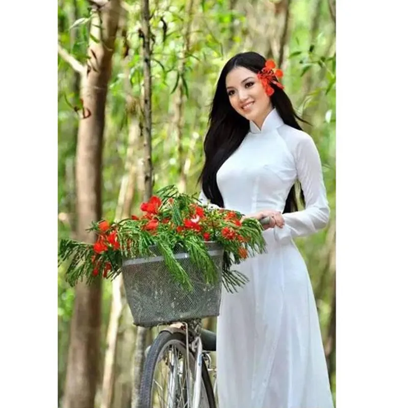 Белая женская традиционная одежда aodai вьетнамская Ao dai вьетнамские халаты и брюки