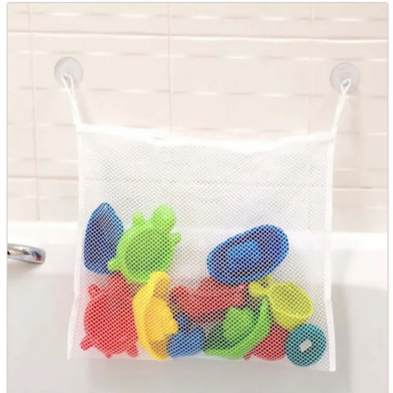 Mesh Child Bath Net Suction Cup Baskets Folding Eco-Friendly High Quality Baby Bathroom Toy
