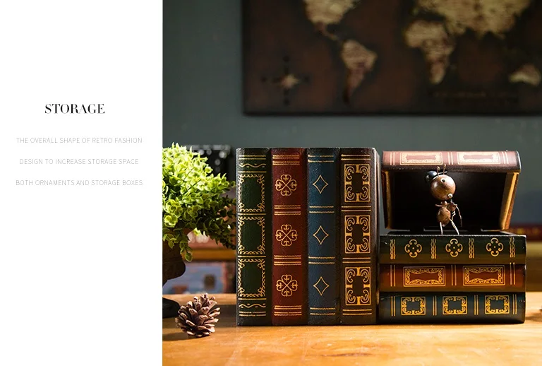 Декоративная винтажная фальшивая книга ретро-органайзер, коробки, секретная коробка для хранения, деревянный косметический чехол для украшений, для дома, офиса, книг, полка, Декор