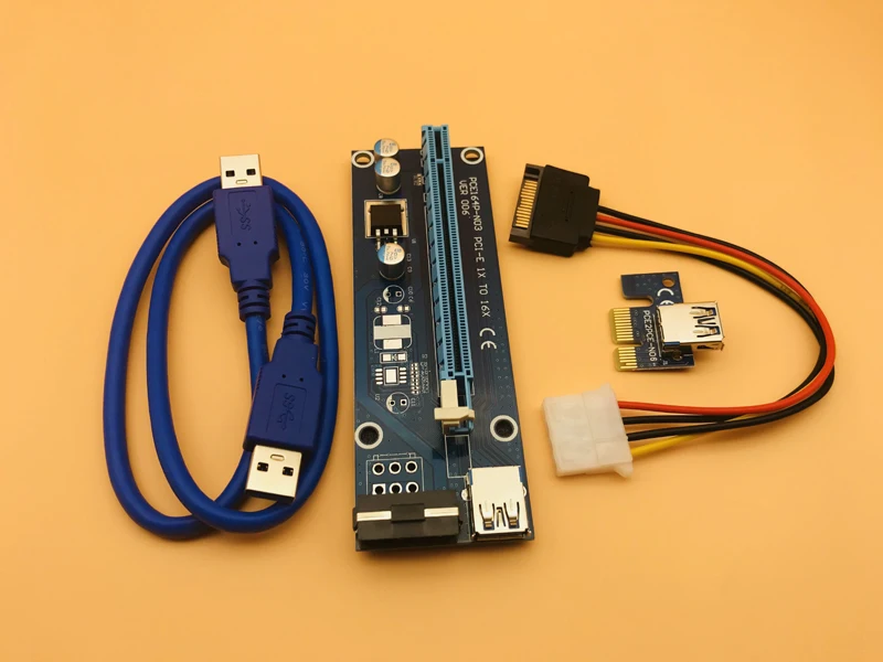 Кабель питания VER006 Райзер PCIe PCI E 1X к 16X кабель с SATA на 4Pin IDE USB 3 0 для майнинга BTC Antminer