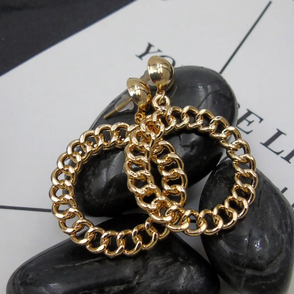 New Arrival Hip Hop Simple Chain Big Gold Hoop Earrings for Women Circle Brincos Jewelry #273871 | Украшения и аксессуары